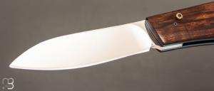   Couteau  " Button-lock " custom par Roberto Ottonello - Bois de fer et lame en N690Co