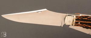 Couteau "Chasse bi-lame Prototype " pliant fait main par Bastien Toubhans - Atelier Beau Merle