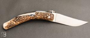 Couteau de chasse " Cornillon 12CM " Bois de cerf par J. Mongin