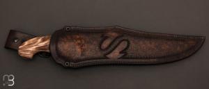 Couteau  " Custom fixe " en fourche de peuplier stabilisé et 80CrV2 de Samuel Lurquin