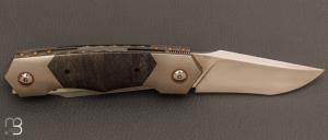 Couteau   "  Double lame " custom par Romain Lopez - Titane / Carbone et RWL-34