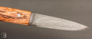  Couteau  " Droit " par Jean Paul SIRE - Hêtre échauffé et lame damas
