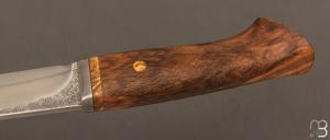  Couteau Droit forgé main par Jean Paul Sire - Noyer et lame acier C130