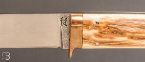   Couteau "Droit custom" par Joël Grandjean - Ivoire de mammouth et RWL34