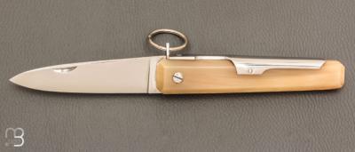 Couteau de poche Facette corne blonde 12cm avec anneau par J. Mongin
