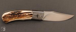    Couteau " Fenix L " custom pliant par Milan Mozolic - Cerf sambar / damas et W2