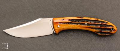     Couteau " Frelon " custom par Raphaël Durand - Jigged bone et lame en RWL34