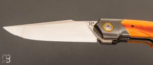  Couteau  "  Front-flipper " custom par Romain Lopez - Micarta butterscotch et RWL-34