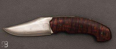 Couteau  "  Front-flipper custom " gidgee stabilisé et lame en VG10 Suminagashi par Fabrice Delbart - Forge Celtique