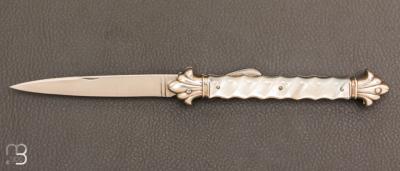 Couteau " Gentilhomme nacre et argent à la façon Châtellerault XIX ème " custom par Alex Dubois - Coutellerie Nuage