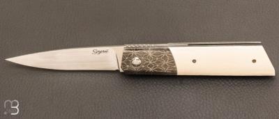 Couteau " Gentleman " custom de Stéphane Sagric - Ivoire de Mammouth et RWL-34