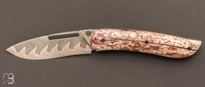  Couteau " Gyr " front flipper custom par Tim Bernard - Oosik et damas by Futuron forge