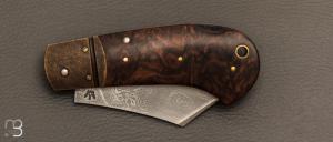    Couteau " Jackdaw " pliant custom par Nicolas Weber - Noyer et damas 