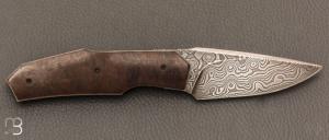    Couteau " Jinbei " custom de Gaël Chevalier - Micarta WW2 et damas