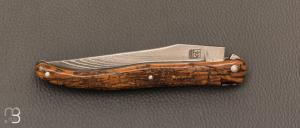Couteau " Laguiole 12 cm " par Rozelier Fabien- Ty Coutelier - Mammouth et lame Suminagashi