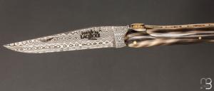    Couteau Laguiole 12 cm par Stéphane Rambaud - Pointe de corne et damas