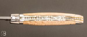 Couteau Laguiole en Aubrac Erable ondé doubles platines lame VG10 Suminagashi
