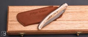   Couteau " Laguiole Feuillage 12cm " par Philippe Voissière - Ivoire de Mammouth