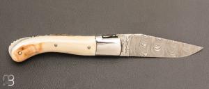    Couteau "Laguiole Sport" par Fontenille-Pataud - Ivoire de phacochère et damas