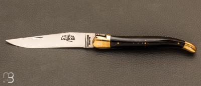 Couteau Laguiole pointe de corne 12 cm - Mitres laiton