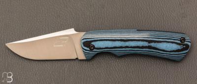 Couteau " Le 05 " par MTBlades Benjamin Thuillier - Paperstone bleu et lame en 14C28