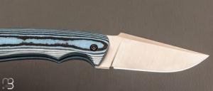 Couteau " Le 05 " par MTBlades Benjamin Thuillier - Paperstone bleu et lame en 14C28
