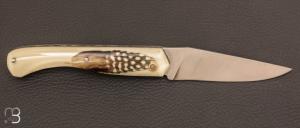 Couteau " Le Boulary " par La Bonne Trempe - Résine plume de geai et 14c28N