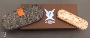 Couteau " Le Cerbère® " pliant par l'Atelier Les 2 Diables - Bouleau madré et 14c28N