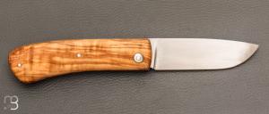   Couteau  " Le Dodu  " à cran plat par Frédéric Maschio - Olivier et acier 80CrV2