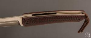   Couteau " Le Gourmet " custom par Alain André - Carbone rouge et lame damas de Philippe Ricard
