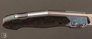   Couteau  "  Lock-Back " custom par Romain Lopez - Fatcarbon marble et lame en RWL34