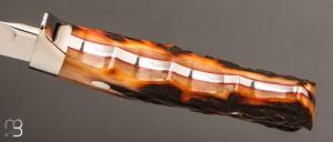  Couteau " Loveless Medium Pro hunter Knife Design " par Shaun Bruwer - Amber Stag