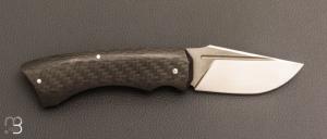   Couteau " Midnight " slipjoint custom par Olivier Ouertal - Fibre de carbone et lame en RWL34