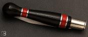 Couteau Nontron n°25 boule ébène et acrylique rouge
