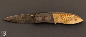  Couteau  "  Custom " Nacre et damas mosaïque de Bob Eggerling par Jerry Corbit