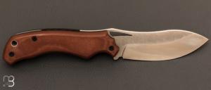 Couteau " Ness Wolf XL N°4 " pliant par Opus Knives - N690 et Micarta marron