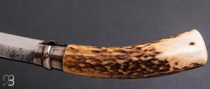 Couteau "Opinel N°08" custom bois de cerf sambar par Laurent Gaillard