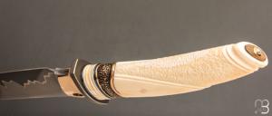   Couteau "Pièce unique  " de Benoit Maguin - Lame sandwich et ivoire de phacochère