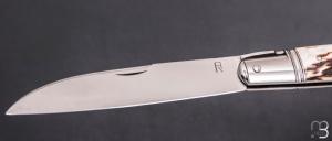 Couteau " Rumilly " par Romain Alvarez - Bois de cerf et lame en RWL34