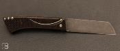 Couteau de poche custom " Sépia Classique" en micarta chiffon par Torpen Knives - Jérôme Hovaere