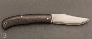 Couteau " Slack " custom par Raphaël Durand - Fibre de carbone et Suminagashi