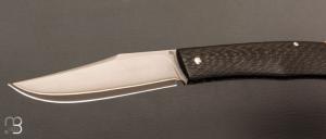 Couteau " Slack " custom par Raphaël Durand - Fibre de carbone et Suminagashi