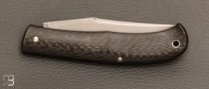 Couteau " Slack " custom par Raphaël Durand - Fibre de carbone et Suminagashi