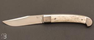 Couteau " Slipjoint " custom par Laurent Gaillard - Bois de cerf poli et 14c28N