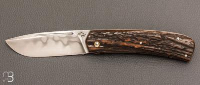  Couteau " Slipjoint " custom par Guy Poggetti - Bois de cerf et lame en C130