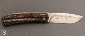  Couteau " Slipjoint " custom par Guy Poggetti - Bois de cerf et lame en C130