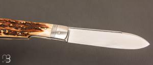   Couteau " Tail - lock " pliant fait main par Bastien Toubhans - Atelier Beau Merle - Bois de cerf