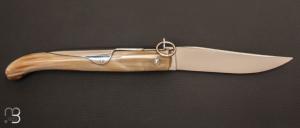 Couteau  " Yatagan " 18 cm Corne blonde fait main par Jacques Mongin