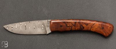    Couteau " custom "  par Joël Grandjean - Bois de fer d'Arizona et lame damas