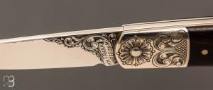  Couteau " Lock Back " de collection par Henry Frank - Ébène et argent